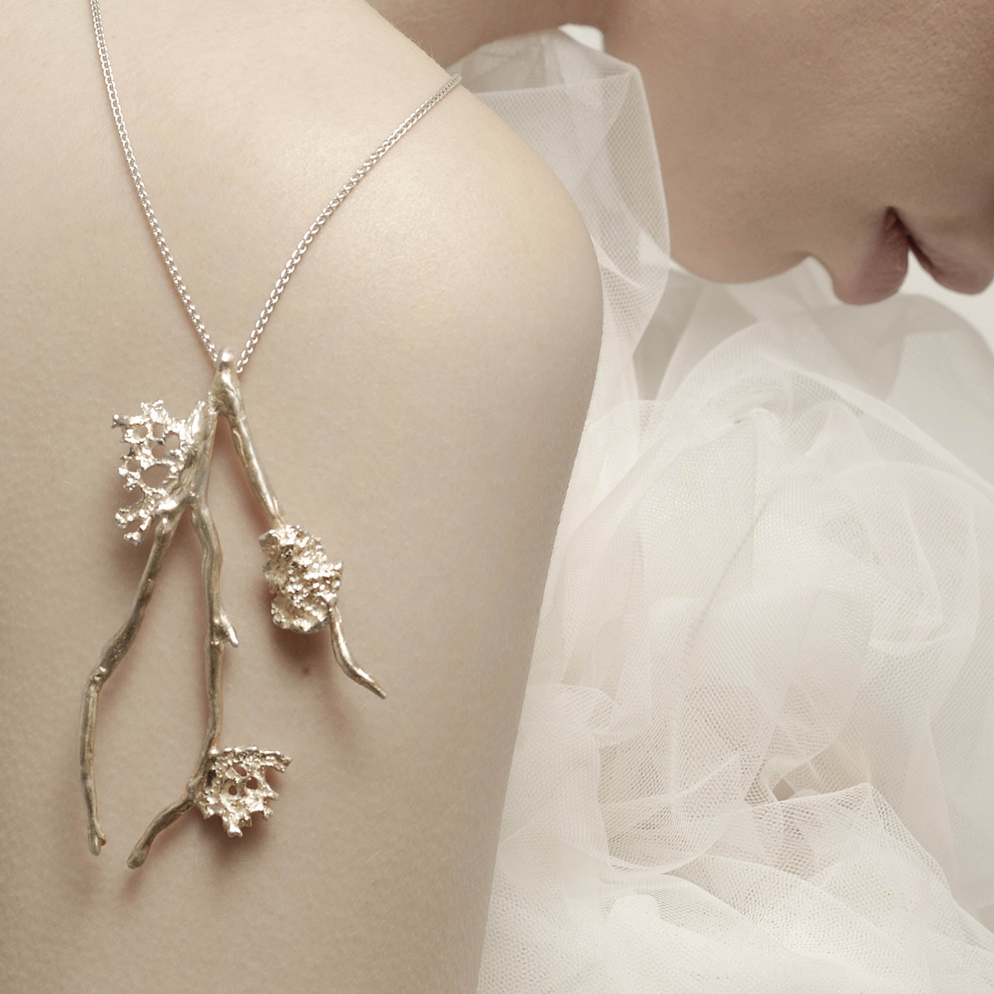 Handmade Sterling Silver Lichen Pendant on Chain